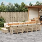 vidaXL Ensemble à manger de jardin et coussins 17 Pièces beige