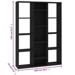 vidaXL Séparateur de pièce/Bibliothèque Noir Bois d’ingénierie