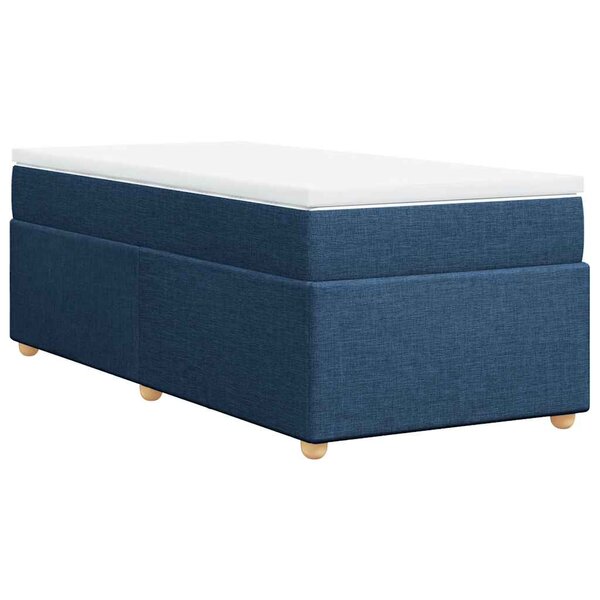 vidaXL Sommier à lattes de lit avec matelas Bleu 100x200 cm Tissu