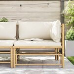 vidaXL Canapé d'angle de jardin avec coussins blanc crème Bambou