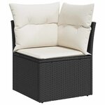 vidaXL Ensemble de canapé de jardin avec coussin 14 Pièces Noir polyrotin