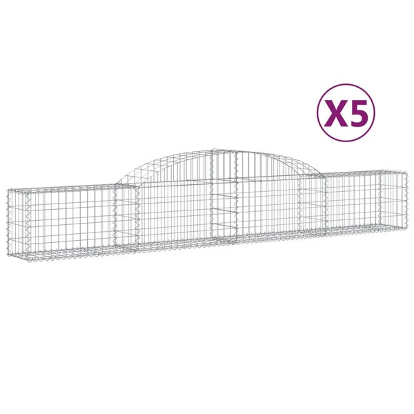 vidaXL Paniers à gabions arqués 5 Pièces 300x30x40/60 cm fer galvanisé