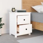 vidaXL Table de chevet Blanc 50x35x61 5 cm Bois de pin massif