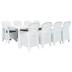 vidaXL Ensemble à manger d'extérieur 9Pièces Plastique Blanc Aspect rotin