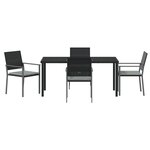 vidaXL Ensemble de salle à manger de jardin 5 pièces avec coussins en poly rotin noir