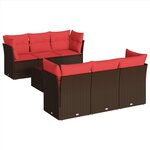 vidaXL Salon de jardin avec coussins 7 Pièces marron résine tressée