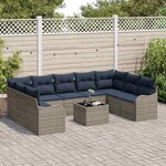 vidaXL Ensemble de canapé de jardin 10 Pièces Gris polyrotin