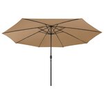 vidaXL Parasol de jardin avec lumières LED et mât en métal 400cm taupe