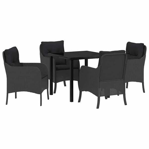 vidaXL Ensemble de salle à manger pour jardin 5 Pièces Noir polyrotin