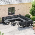 vidaXL Ensemble de canapé de jardin 13 Pièces Noir Aluminium