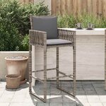 vidaXL Tabourets de bar jardin coussins lot de 2 gris résine tressée