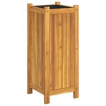 vidaXL Jardinière avec doublure 31x31x75 cm bois massif d'acacia
