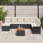 vidaXL Ensemble de canapé de jardin 9 Pièces Noir Poly rotin