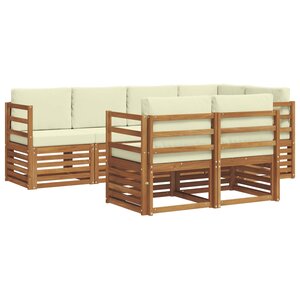 vidaXL Ensemble de canapés d'extérieur 7 pc Naturel et Crème Polyester
