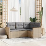 vidaXL Salon de jardin avec coussins 4 Pièces beige résine tressée