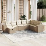 vidaXL Salon de jardin avec coussins 8 Pièces beige résine tressée