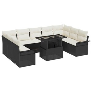 vidaXL Ensemble de canapé de jardin 10 Pièces Noir 100 x 55 x 73 cm