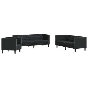 vidaXL Canapé de salon 3 Pièces Noir 194 x 74 5 x 70 5 cm Simili cuir