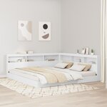 vidaXL Lit avec bibliothèque Blanc 200x200 cm Bois reconstitué