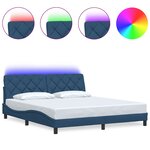 vidaXL Cadre de lit avec LED sans matelas bleu 180x200 cm tissu