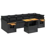 vidaXL Salon de jardin 8 Pièces avec coussins noir résine tressée