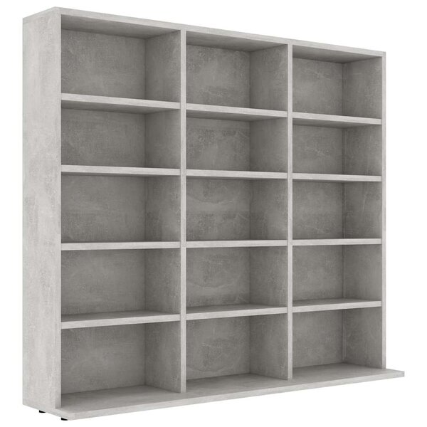 vidaXL Armoire à CD Gris béton 100x23x89 5 cm Bois d’ingénierie
