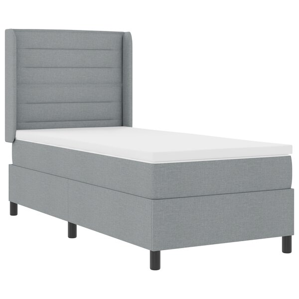 lit à ressorts vidaXL avec matelas et lumière LED gris clair 80x200 cm en tissu