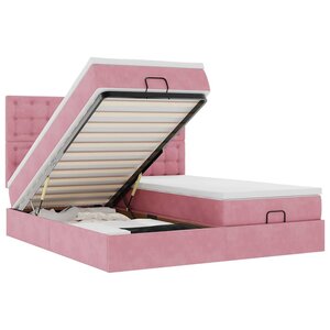 vidaXL Cadre de lit ottoman avec matelas rose 200x200 cm velours