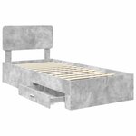 vidaXL Cadre de lit Gris béton 90 x 190 cm Bois d'ingénierie