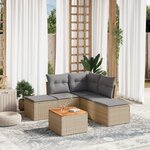 vidaXL Salon de jardin avec coussins 6Pièces mélange beige résine tressée