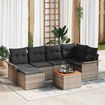vidaXL Ensemble de canapé de jardin 7 Pièces Gris Poly rotin