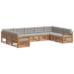 vidaXL Ensemble de canapés d'extérieur 9 Pièces Gris Naturel et Clair