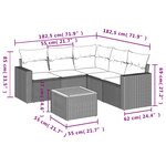vidaXL Salon de jardin 6 Pièces avec coussins gris résine tressée