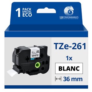 Ruban compatible Brother TZe261 - Texte noir sur fond blanc