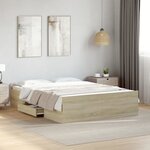 vidaXL Cadre de lit avec tiroirs sans matelas chêne sonoma 135x190 cm