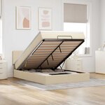 vidaXL Lit ottoman avec matelas et LED crème 140x200 cm tissu