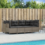 vidaXL Salon de jardin 5 Pièces avec coussins gris résine tressée