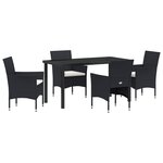 vidaXL Ensemble de repas de jardin 5 pièces Noir Rattan poly