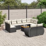 vidaXL Salon de jardin 10 Pièces avec coussins noir résine tressée