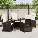 vidaXL Ensemble de salle à manger de jardin 5 pièces avec coussins en poly rattan marron