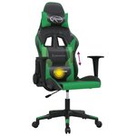vidaXL Chaise de jeu de massage Noir et vert Similicuir