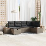 vidaXL Ensemble de Canapés de Jardin 6 pièces avec Coussins en Poly Rattan Gris
