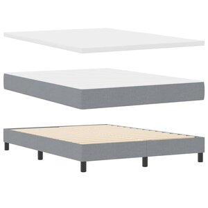 vidaXL Lit boxspring avec matelas Gris clair 140 x 190 cm tissu