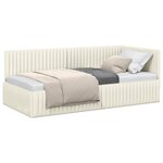 vidaXL Cadre de lit d'angle Crème 90 cm x 200 cm Velours