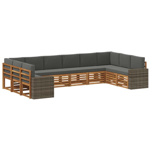 vidaXL Ensemble de canapés d'extérieur 10 pc Naturel et Anthracite