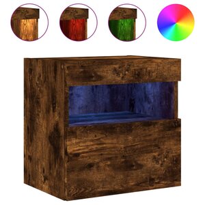 vidaXL Meuble TV mural avec lumières LED chêne fumé 40x30x40 cm