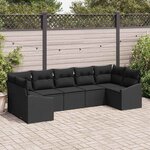 vidaXL Ensemble de canapé de jardin 7 Pièces Noir Poly rotin