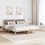 vidaXL Cadre de lit avec tête de lit Taupe 180 x 200 cm Pin massif