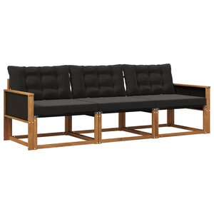 vidaXL Ensemble de canapés d'extérieur 3 pc Naturel et noir