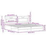 vidaXL Cadre de lit en métal sans matelas chêne fumé 193x201 cm